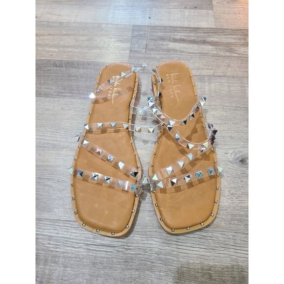 Nicole Miller New York size 7.5 womens clear pvc and studded sandals - Picture 2 of 7